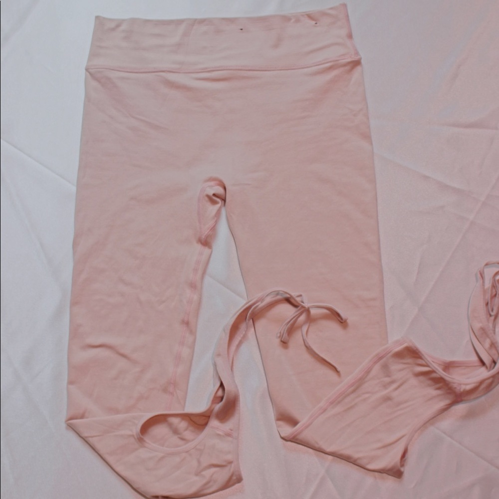 Ballerina Pink Yoga Leggings Tie Bottom